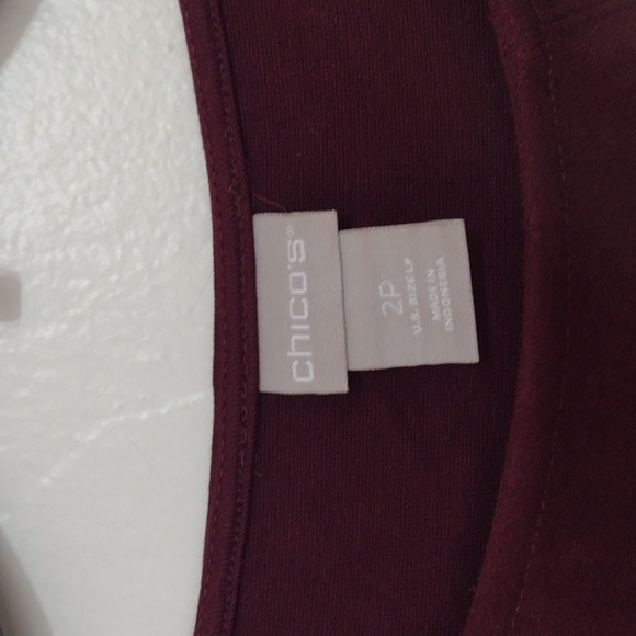 Chico's Burgundy Faux Suede Pullover Long Sleeve Top Size 2p or US Lp - Picture 4 of 8